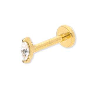 Ohrpiercing aus Stainless Steel - Rostfreiem Stahl Oval mit Strass Gold-crystal