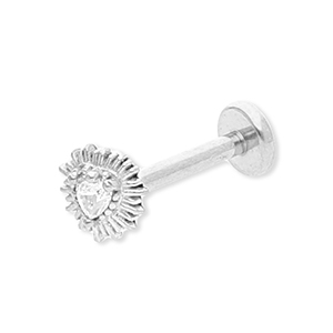 Ohrpiercing aus Stainless Steel - Rostfreiem Stahl Herz mit Strass Silver-crystal