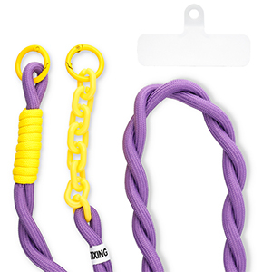 Trendy Segeltau-Handykette inkl. Befestigungs-Patch Purple-yellow