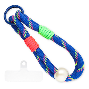 Trendy Segeltau-Handykette inkl. Befestigungs-Patch Dark blue-neon pink-neon green-ivory white