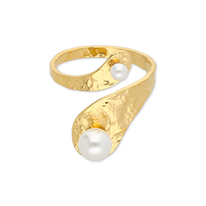 Ringe aus Stainless Steel - Rostfreiem Stahl mit Perlen Gold-white