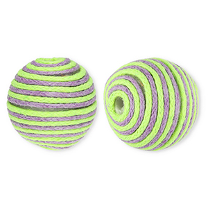 22 mm Acrylperlen mit Wachskordel Lime green-lavender purple