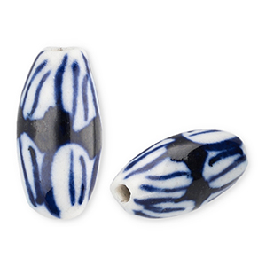 Perlen Keramik Rice Off white-Delft blue