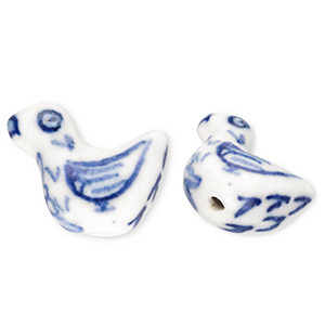 Perlen Keramik Ente Off white-Delft blue