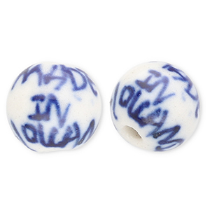 Perlen Keramik 10 mm "Made in Holland" Off white-Delft blue