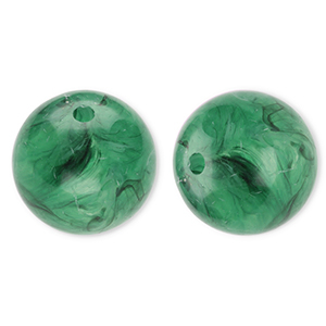 20 mm Acrylperlen Rund Dark green-marble