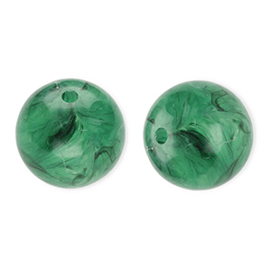 16 mm Acrylperlen Rund Dark green-marble