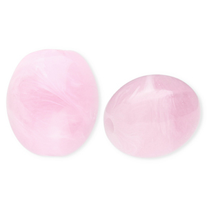 Acrylperlen Oval Pink-marble