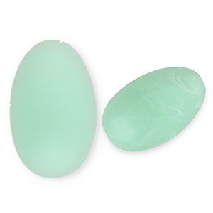 Acrylperlen Lang Oval Mint green-marble