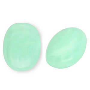 Acrylperlen Oval Mint green-marble