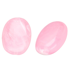 Acrylperlen Oval Pink-marble