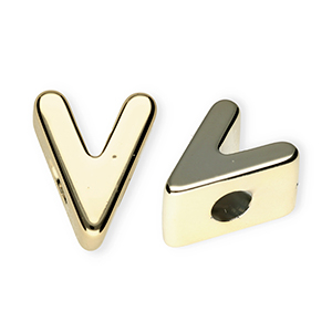 Buchstaben Perlen aus Acryl V Gold