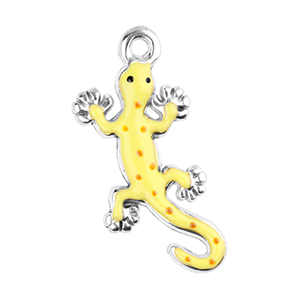 Stainless Steel - Rostfrei Stahl Anh&auml;nger Salamander Silver-yellow-red