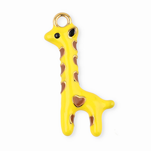 Stainless Steel - Rostfrei Stahl Anh&auml;nger Giraffe Yellow-brown-black