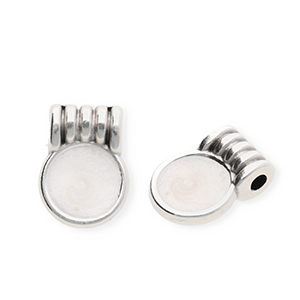 Metall Anh&auml;nger DQ&reg; Rund Antiek zilver-pearl white (nikkelvrij)