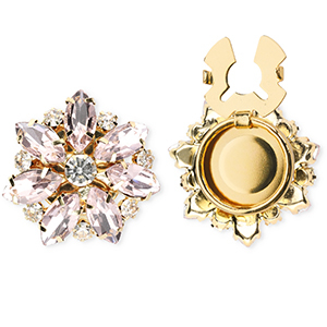 Brass TQ Metall Knopfabdeckung Blume Gold-light pink-crystal