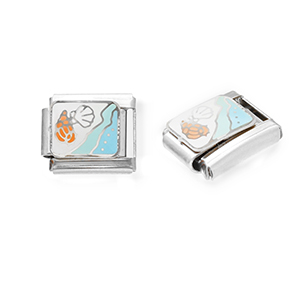 Italian Charm Element aus Stainless Steel - Rostfreiem Stahl Meeresleben Silver-white-light blue