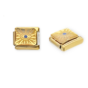 Italian Charm Element aus Stainless Steel - Rostfreiem Stahl Auge der Vorsehung Gold-yellow-blue