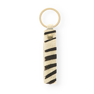 Schl&uuml;sselanh&auml;nger aus Leder mit Zebra-Print White-black-gold