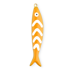 Stainless Steel - Rostfrei Stahl Anh&auml;nger Fisch Gold-orange-white