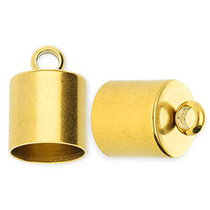 Stainless Steel - Rostfrei Stahl Schmuckzubeh&ouml;r Endkappen &Oslash;10 mm mit &Ouml;se Gold