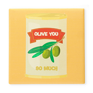 BY31&reg; Deko-Fliese mit Spruch "Olive you so much" Yellow-green-red-off white