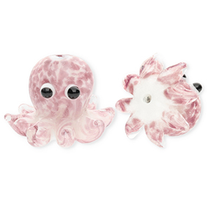 Handgefertigt Glasperlen Oktopus Mauve-white