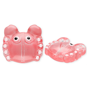 Handgefertigt Glasperlen Krabbe Transparent light pink-white-black