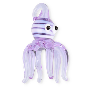Handgefertigt Glas-Anh&auml;nger Oktopus Transparent light purple