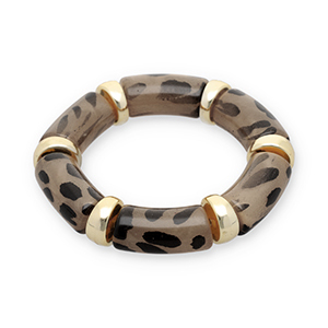 Resin-Armb&auml;nder mit Leopard-Print Gold-transparent light amber brown-black
