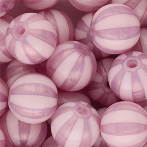 16 mm DQ&reg; Acrylperlen mit Streifen Vintage pink