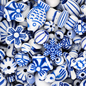 Acrylperlen Mix White-Delft blue
