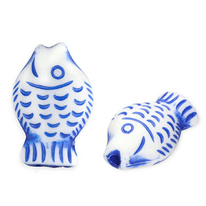 Acrylperlen Fisch White-Delft blue