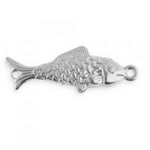 Stainless Steel - Rostfrei Stahl Schmuckzubeh&ouml;r Zwischenst&uuml;ck Fisch Silver