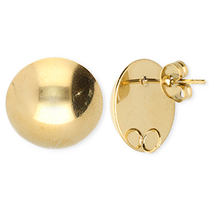 BY31&reg; Stainless Steel - Rostfrei Stahl Schmuckzubeh&ouml;r Ohrringe&nbsp;/&nbsp;Ohrstecker Rund mit &Ouml;se Gold