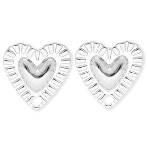 BY31&reg; Stainless Steel - Rostfrei Stahl Schmuckzubeh&ouml;r Ohrringe&nbsp;/&nbsp;Ohrstecker Herz mit &Ouml;se Silver