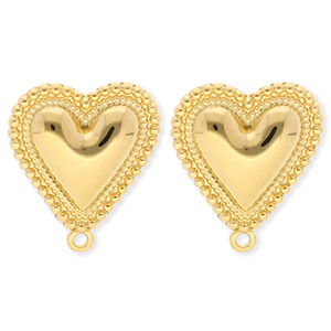 BY31&reg; Stainless Steel - Rostfrei Stahl Schmuckzubeh&ouml;r Ohrringe&nbsp;/&nbsp;Ohrstecker Herz mit &Ouml;se Gold