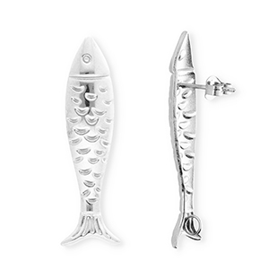BY31&reg; Stainless Steel - Rostfrei Stahl Schmuckzubeh&ouml;r Ohrringe&nbsp;/&nbsp;Ohrstecker Fisch mit &Ouml;se Silver