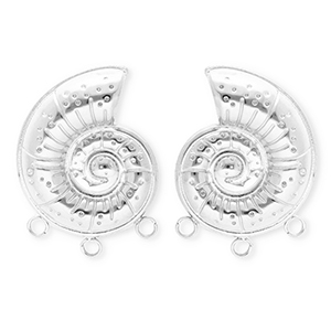 BY31&reg; Stainless Steel - Rostfrei Stahl Schmuckzubeh&ouml;r Ohrringe&nbsp;/&nbsp;Ohrstecker Muschel mit 3 &Ouml;sen Silver