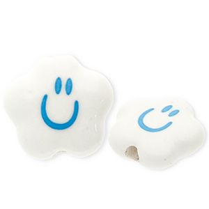 Perlen Keramik Wolke mit Smiley White-blue