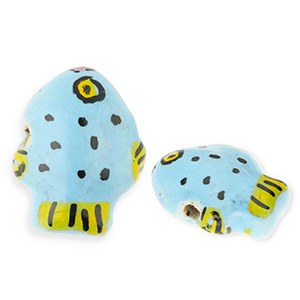 Perlen Keramik Fisch Blue-yellow-black