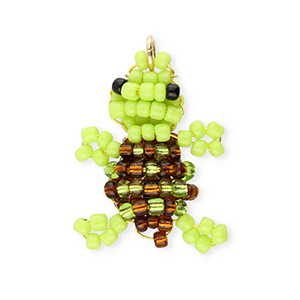 BY31&reg; Anh&auml;nger Glasperlen Schildkr&ouml;te Lime green-brown-black-gold
