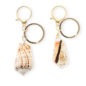 Schl&uuml;sselanh&auml;nger Muschel Off white-gold