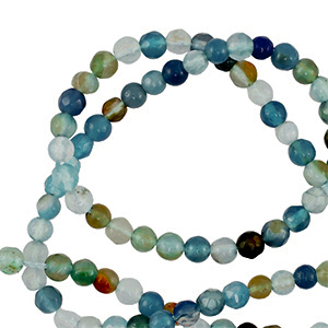 Naturstein Perlen 3mm Facett geschliffen Multicolour blue