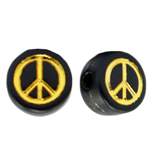 Buchstaben Perlen aus Acryl peace Black-gold