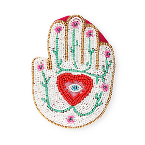 Geldb&ouml;rse Hand mit Auge der Vorsehung Gold-white-fuchsia-red-green