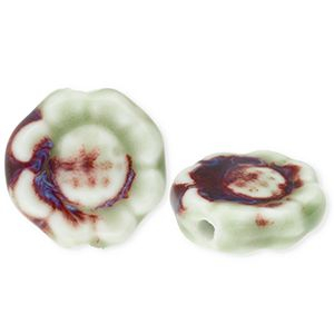 Perlen Keramik Blume Light green-port red