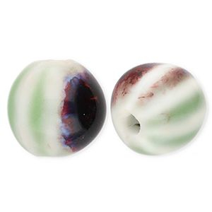 Perlen Keramik 11&nbsp;mm mit Streifen Light green-off white-brown-blue