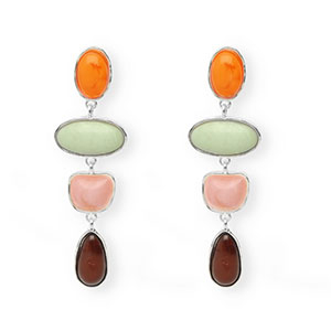 Trendy Ohrringe&nbsp;/&nbsp;Ohrstecker mit Rostfrei Stahl-Stecker Silver-warm orange-green-pink-brown