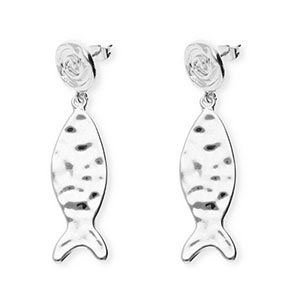 Trendy Ohrringe&nbsp;/&nbsp;Ohrstecker Spirale & Fisch mit Rostfrei Stahl-Stecker Silver